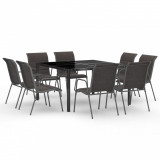 Set mobilier de exterior, 9 piese, oțel