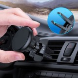 Suport Auto Magnetic Universal Telefon, Rotire 360&deg;, Prindere Grila Ventilatie, Negru + 2 Placute Metalice