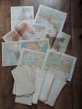 Lot mare de harti vechi, limba maghiara, probabil dintr-un atlas vechi - foi de marime 31x24cm