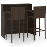 VidaXL Set mobilier de bar de grădină, 3 piese, maro