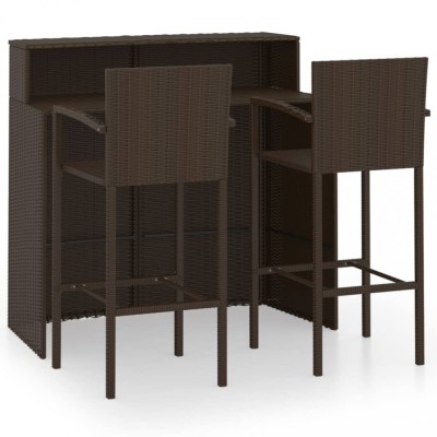 vidaXL Set mobilier de bar de grădină, 3 piese, maro foto