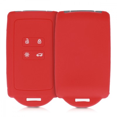 Husa Cheie Auto pentru Renault / Dacia - 4 Butoane - Keyless Go, kwmobile, Silicon, Rosu, 48035.09 foto