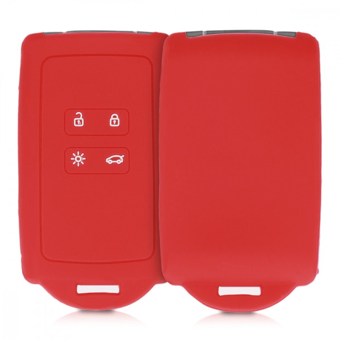Husa Cheie Auto pentru Renault / Dacia - 4 Butoane - Keyless Go, kwmobile, Silicon, Rosu, 48035.09