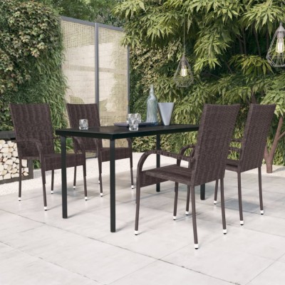 vidaXL Set mobilier de grădină, 5 piese, maro și negru foto
