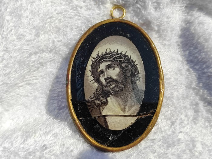 MEDALION ISUS HRISTOS OPULENT foarte VECHI de colectie EXCEPTIONAL splendid UNIC