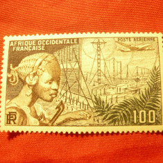 Timbru Africa Occ. Franceza 1954 Uzuale , val. 100fr