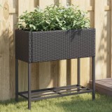 vidaXL Jardiniere de grădină cu raft 2 buc. negru 70x28x70cm poliratan 3210510