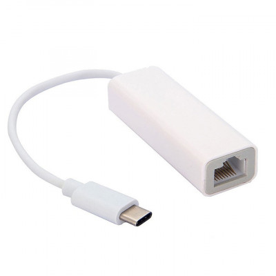 Adaptor high quality Bibilel Enthernet USB 3.1 Type C tata la RJ45 mama, Alb, BBL946 foto