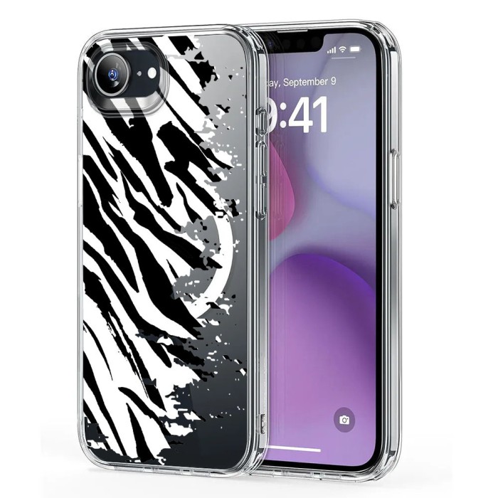 Husa pentru iphone 16e, atasare magnetica, magsafe, pattern skin 16, clear