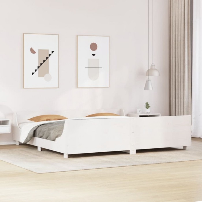 Gossi cadru de pat fara saltea, alb, 180x200 cm, lemn masiv pin