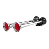 Claxon cromat cu 2 goarne, pentru camion, 24V, 1A, SEGER