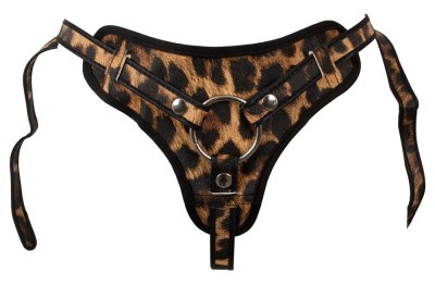 Chilot cu curea cu design cu imprimeu leopard Deluxe Strap-on - S/L foto