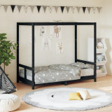 Cumpara ieftin Cadru de pat pentru copii, negru, 80x160 cm, lemn masiv de pin