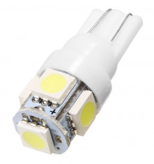 Bec Auto Cu Led T10 5050 Cu 5 SMD Alb 24V JSUN45 090221-21 foto