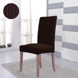 Husă Scaun Elastică, Model Carouri, Culoare Maro, Material Poliester, Oem