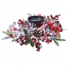 Decoratiune - Deco Candleh Frost Red Berries 40 cm | Kaemingk