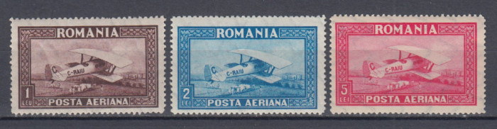 ROMANIA 1928 LP 80 a C. RAIU FILIGRAN ORIZONTAL SERIE MNH