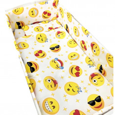 Lenjerie patut cu 5 piese Croitoria Noastra Smiley Faces 140x70 cm