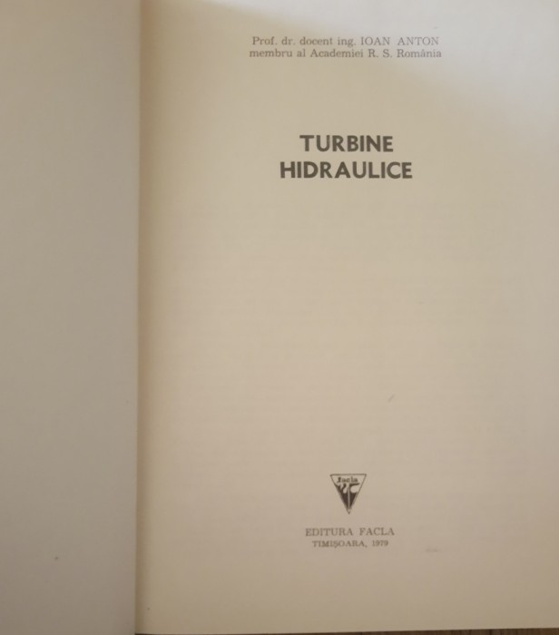 IOAN ANTON - TURBINE HIDRAULICE