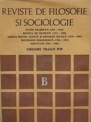 Grigore Traian Pop - Reviste de filosofie si sociologie (editia 1979) foto