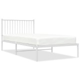 Cumpara ieftin Cadru de pat din metal cu tablie, alb, 100x200 cm
