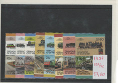 St Vincent, Grenadines - 1987 MNH, nestampilat - trenuri, locomotive, transport foto