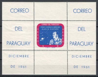 Paraguay 1961 Mi 978 bl 12 MNH - Alan B. Shepard, primul astronaut american foto