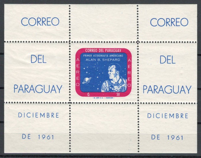 Paraguay 1961 Mi 978 bl 12 MNH - Alan B. Shepard, primul astronaut american