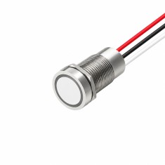 Buton tactil SPST 16mm inox, LED rosu verde, NO, 12-24V DC, 0.2A, IP67, cu revenire