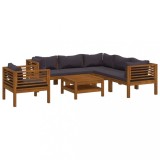 Cumpara ieftin Set mobilier gradina cu perne, 7 piese, lemn masiv de acacia