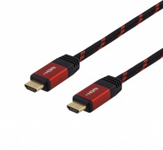 Cablu HDMI 3m high speed DELTACO GAMING, Ultra HD, 60Hz, Nintendo Switch, black/red foto