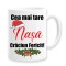 Cana alba personalizata &quot;Cea mai tare nasa, Craciun Fericit&quot;, INOVATIX&reg;. 330ml