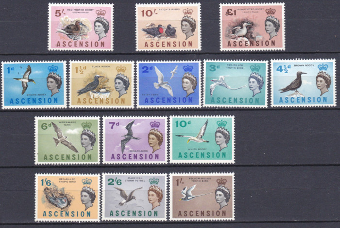 DB1 Fauna Pasari 1963 Ascension 14 v - 11 MNH + 3 MH