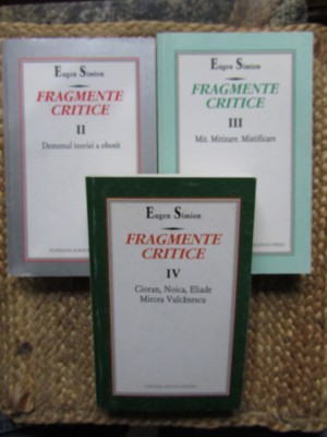 Eugen Simion - Fragmente critice II - III - IV CU DEDICATIE SI AUTOGRAF foto
