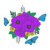 Sticker decorativ, Buchet de flori, Mov, 120 cm, 1170ST-36