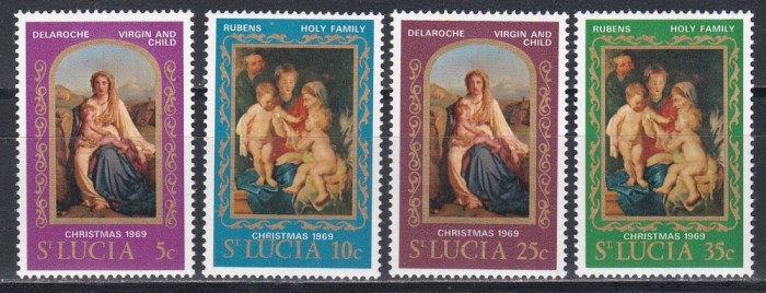 St. Lucia 1969 - Crăciun - Picturi de Rubens, P. Delaroche, MNH