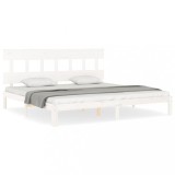 Cumpara ieftin Cadru de pat fara saltea, alb, 200x200 cm, lemn masiv pin