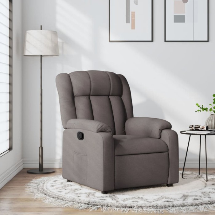 Gossi fotoliu rabatabil, gri taupe, material textil