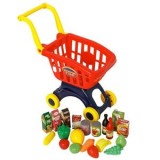 Carucior de supermarket cu alimente, Set 20 buc, Rosu/Albastru/Galben, CMCLASS