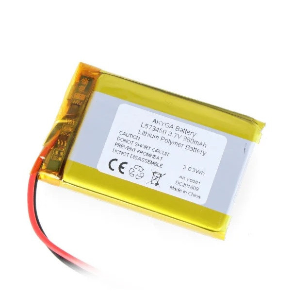 Acumulator Lithium Poliymer 06036 980mAh 1S 3.7V fir cu conector JST-BEC 50x34x6mm AKYGA Battery