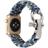 Cumpara ieftin Curea iUni compatibila cu Apple Watch 1/2/3/4/5/6/7, 40mm, Elastic Paracord, Rugged Nylon Rope, Blue and Green