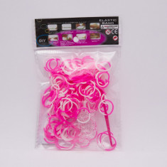 Set rezerve pentru kit de confectionat bratari din elastic, 200 buc inele, cleme S, Vergea impletit foto