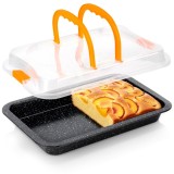 Tava de copt antiaderenta cu manere si capac detasabil 36x23x4.5 cm