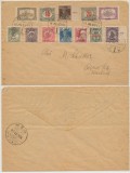 ROMANIA 1920 plic francat cu 12 timbre din Emisiunea Cluj cu stampile originale, Stampilat