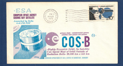 SUA, 1975 | FDC - Satelitul COS-B | Space Voyage Cachet | Cosmos, ESA | aph foto