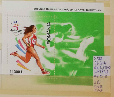 2000 A 17 a editie a Jocurilor Olimpice de Vara Sydney BL 314 LP1523 MNH 1,8+1 foto