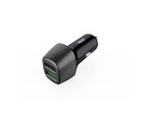 Incarcator Auto Well 30W, 2 Porturi USB (QC 3.0 + 2.4A), Universal, Negru
