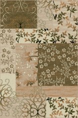 Covor Model Lotos 1521-116, Marime 80 x 150 cm, Crem, Verde, Inaltime Fir 8 mm, Antialergic, Polipropilena, Living, Dormitor, Sufragerie, Birou