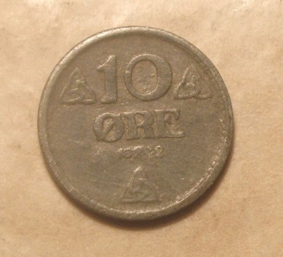 NORVEGIA 10 ORE 1942 OCUPATIE GERMANA