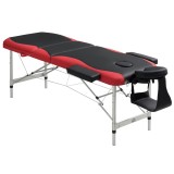 HOMCOM Masă de Masaj Pliabilă și Portabilă 210x81x62-85 cm Masă Ajustabilă &icirc;n &Icirc;nălțime cu Suport de Cap și Suport de Brațe pentru Tatuaj Fizioterapie